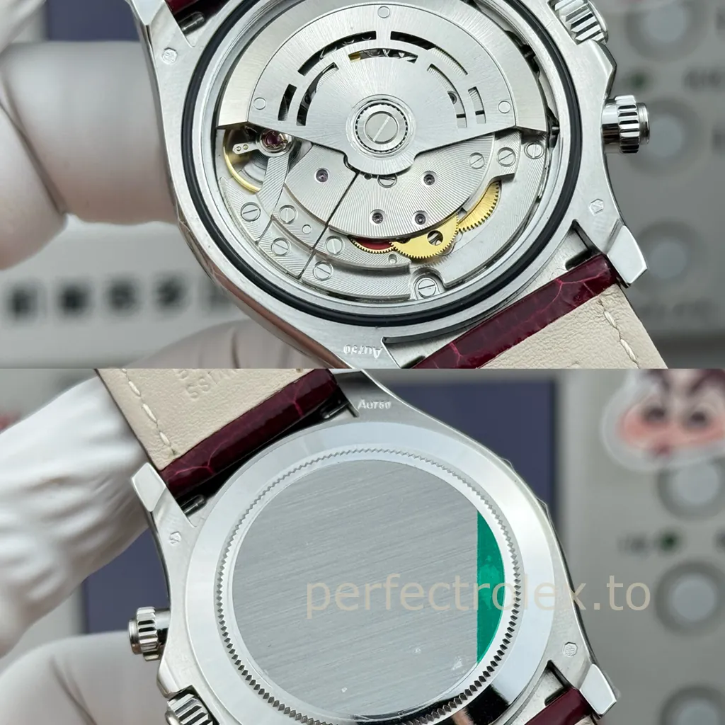 Rolex-Daytona-116589SALV-40mm-Replica-Chronograph-with-Meteorite-Dial-Red-Gemstone-Bezel-and-4130-Movement-Back-View