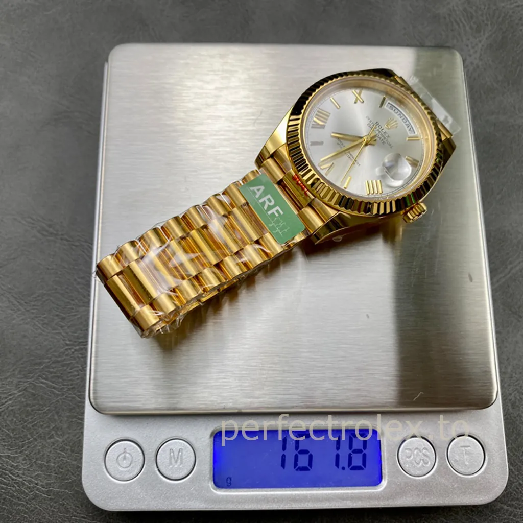 Rolex-Day-Date-Silver-Dial-M228238-0002-40mm-Gold-Tone-904L-Steel-Automatic-Super-Clone-Watch-Weight-Chart