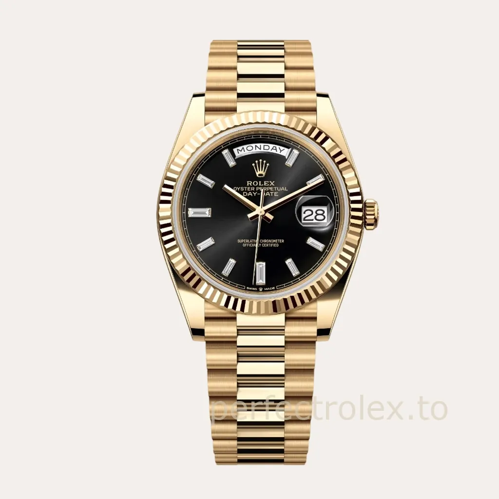 Rolex-Day-Date-M228238-0004-3255-Automatic-40mm-Black-Dial-Gold-Tone-Super-Clone-Watch-Hero-Image