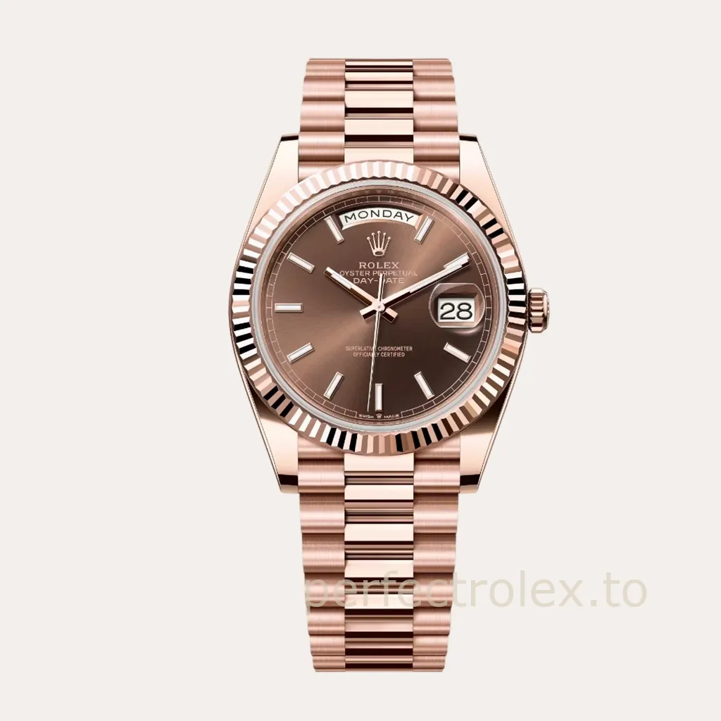 Rolex-Day-Date-M228235-0053-Chocolate-Dial-40mm-Rose-Gold-Tone-904L-Steel-Super-Clone-Watch-Hero-Image