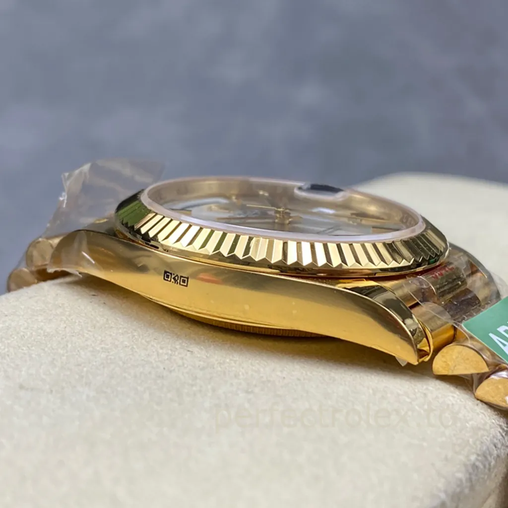 Rolex-Day-Date-Silver-Dial-M228238-0002-40mm-Gold-Tone-904L-Steel-Automatic-Super-Clone-Watch-Left-Side-View