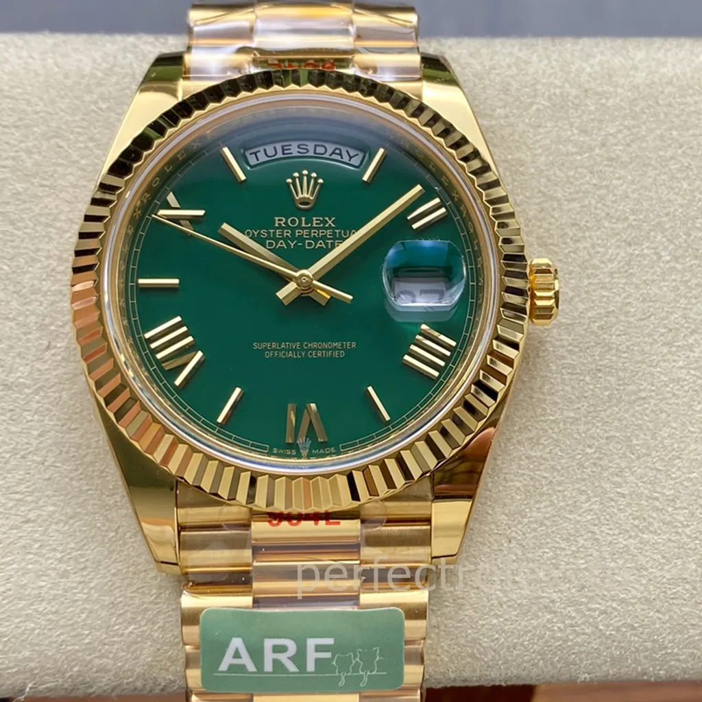 Rolex-Day-Date-M228238-0061-40mm-Green-Dial-Gold-Tone-904L-Steel-Automatic-Super-Clone-Watch-Front-View-1