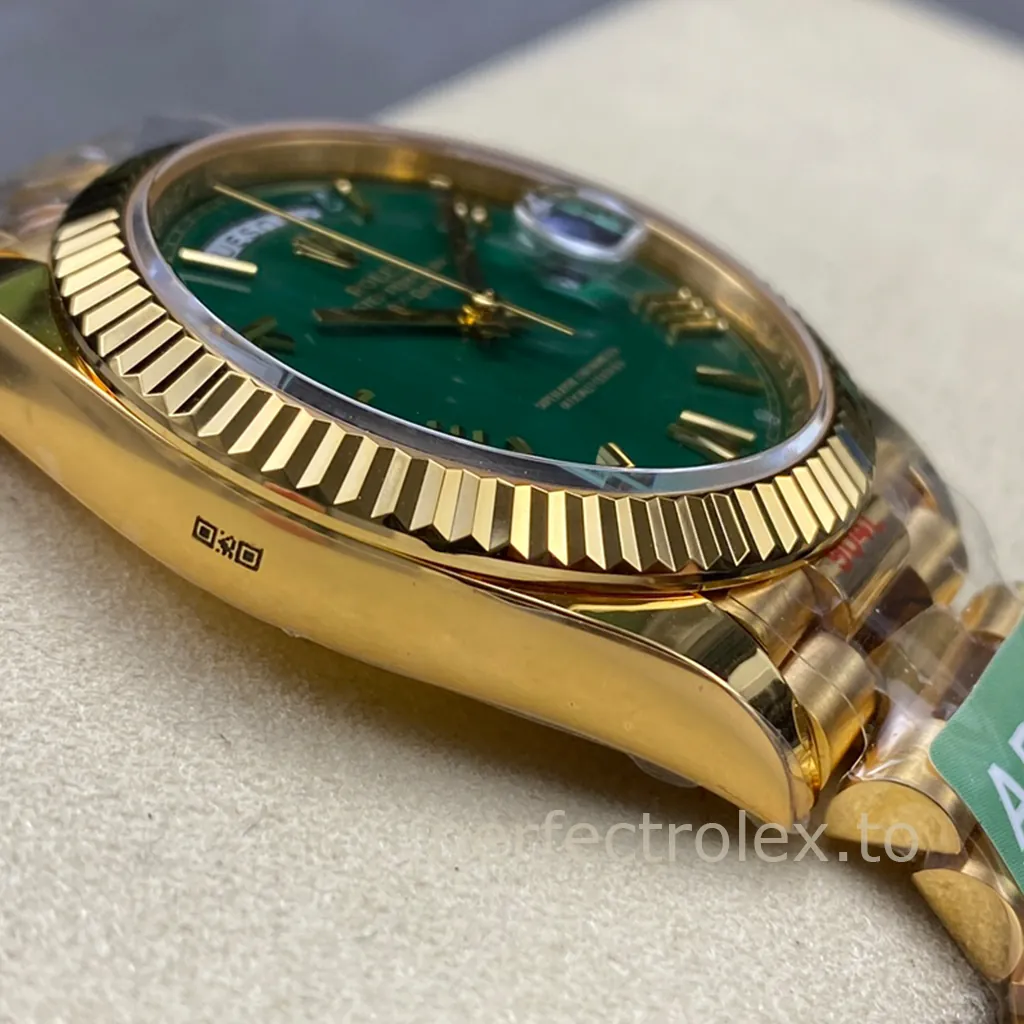 Rolex-Day-Date-M228238-0061-40mm-Green-Dial-Gold-Tone-904L-Steel-Automatic-Super-Clone-Watch-Left-Side-View