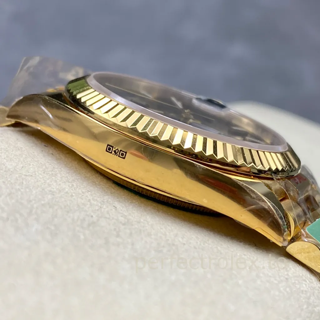 Rolex-Day-Date-M228238-0067-40mm-Black-Dial-Gold-Tone-904L-Steel-Super-Clone-Watch-Left-Side-View