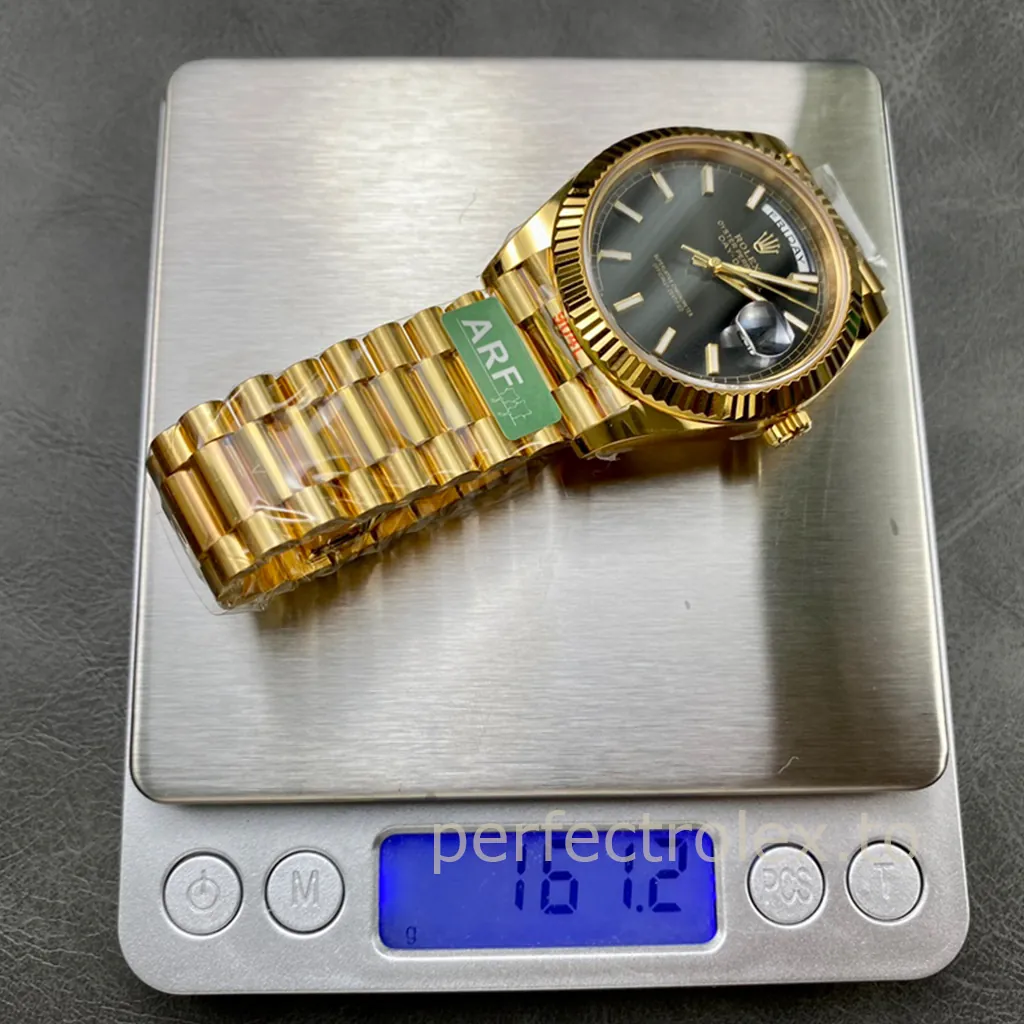 Rolex-Day-Date-M228238-0067-40mm-Black-Dial-Gold-Tone-904L-Steel-Super-Clone-Watch-Weight-Chart
