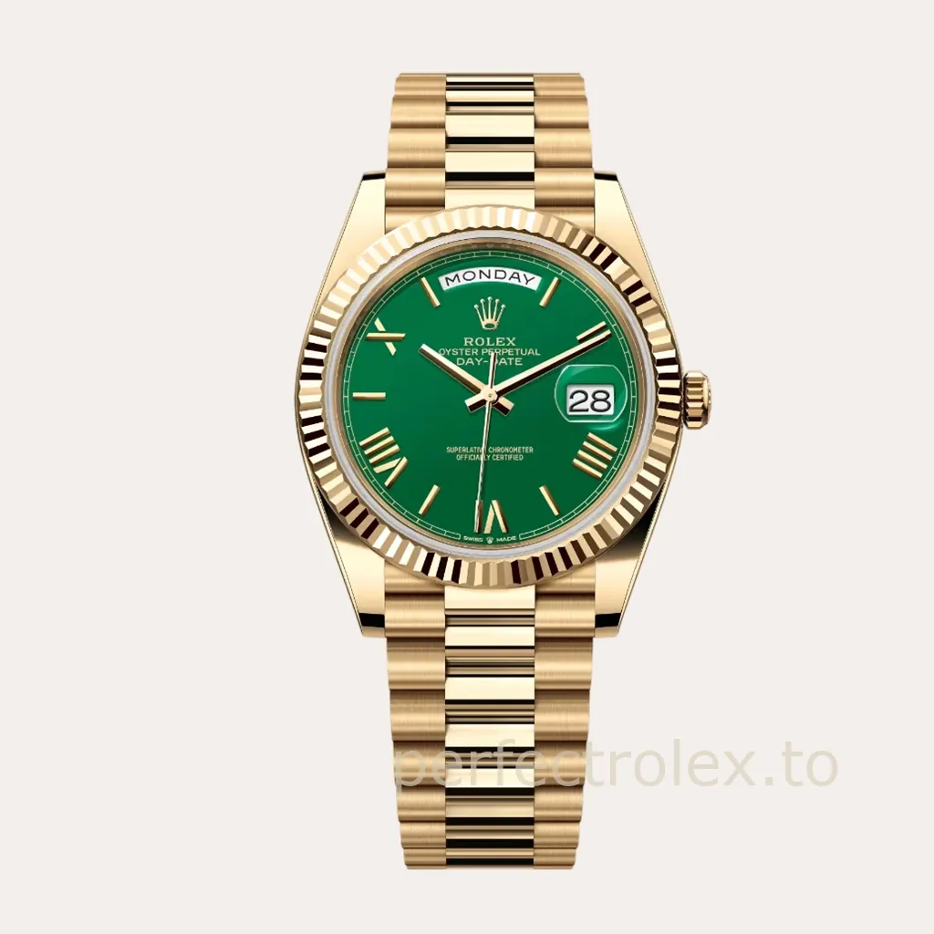 Rolex-Day-Date-M228238-0061-40mm-Green-Dial-Gold-Tone-904L-Steel-Automatic-Super-Clone-Watch-Hero-Image